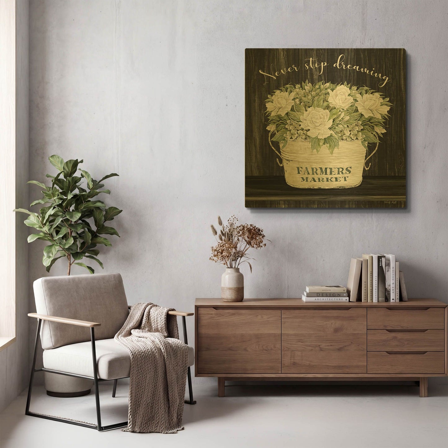 'Never Stop Dreaming' By Cindy Jacobs Gold Metal Wall Art