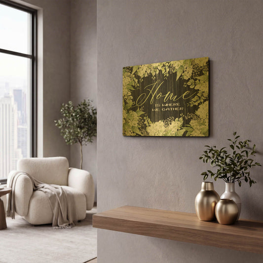 'Home is Where We Gather' By Cindy Jacobs Gold Metal Wall Art