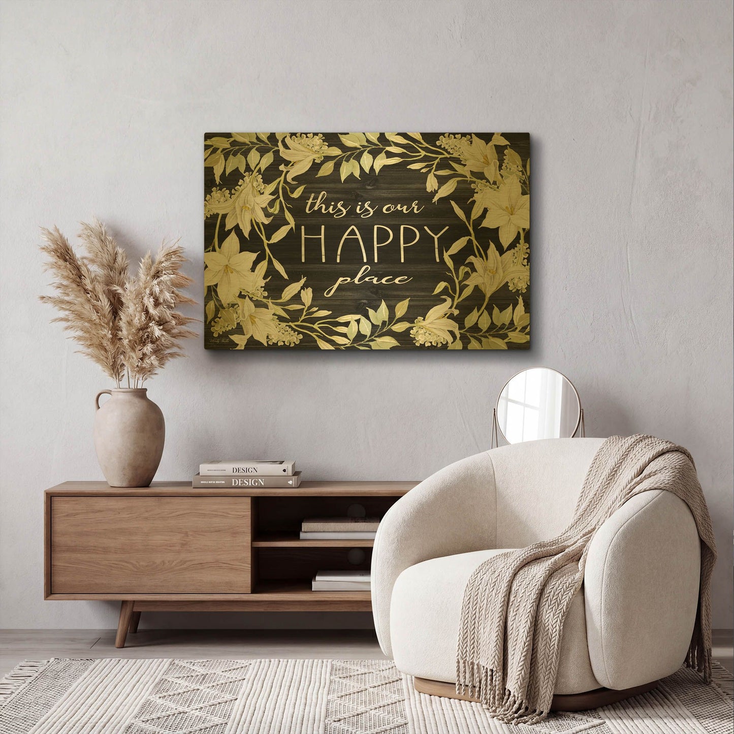 'This is Our Happy Place' By Cindy Jacobs Gold Metal Wall Art