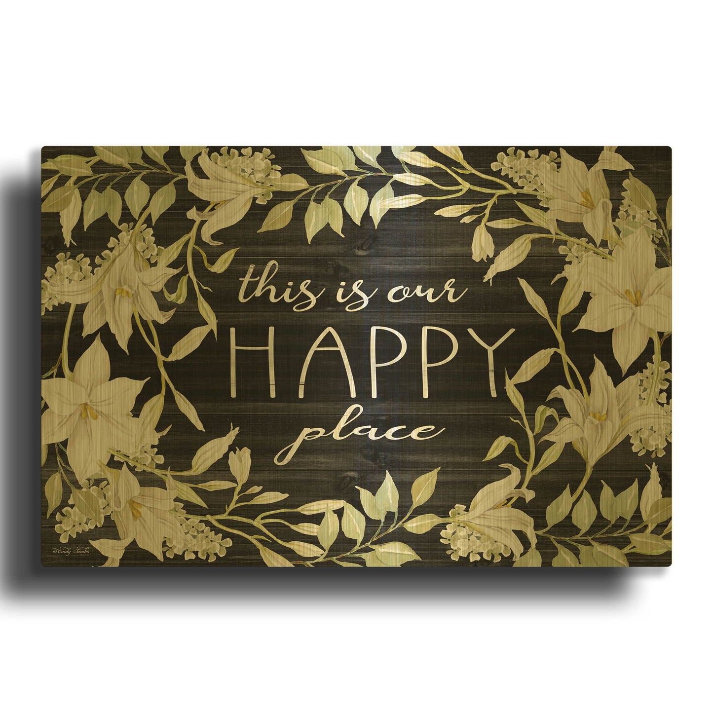 'This is Our Happy Place' By Cindy Jacobs Gold Metal Wall Art
