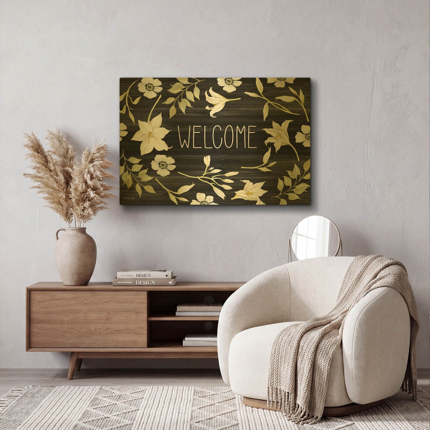 'Welcome Lilies' By Cindy Jacobs Gold Metal Wall Art