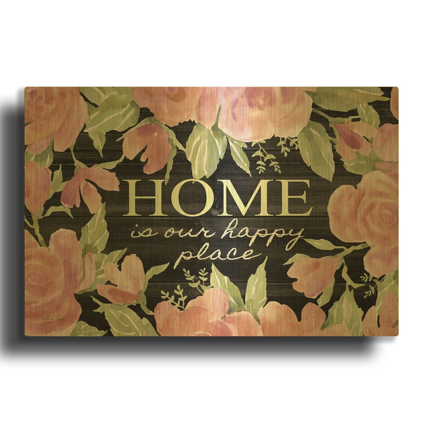 'Home is Our Happy Place' By Cindy Jacobs Gold Metal Wall Art