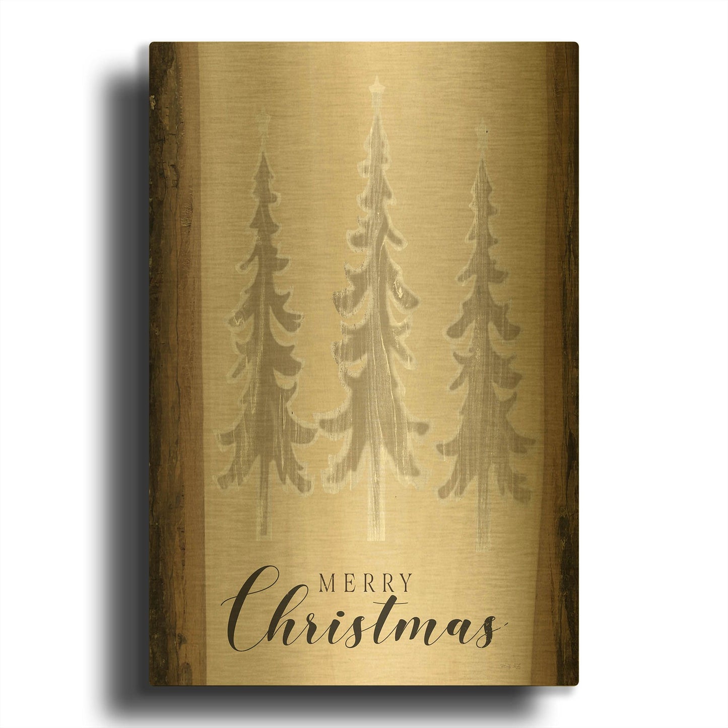 'White Whisper Christmas Trees' By Cindy Jacobs Gold Metal Wall Art