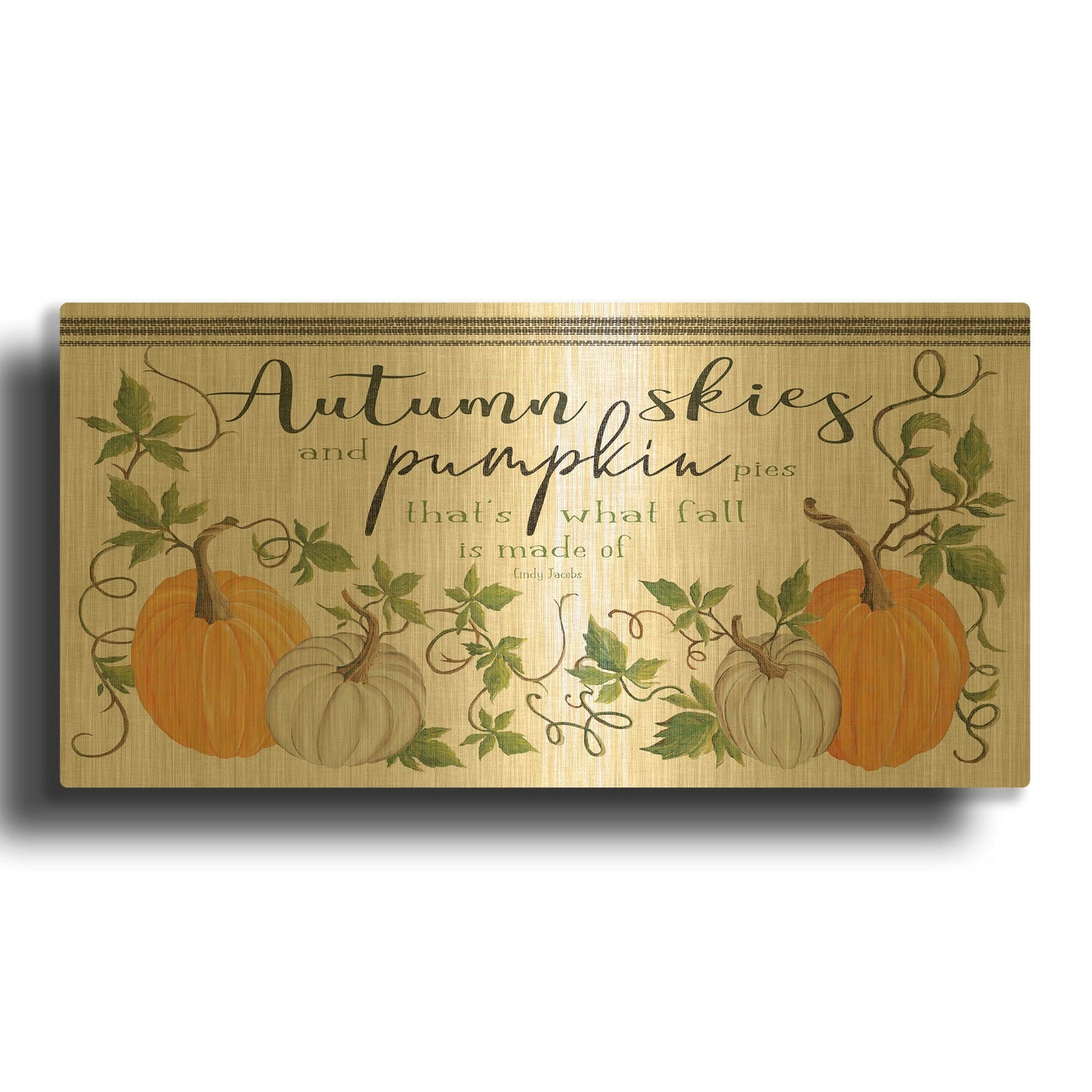 'Autumn Skies and Pumpkin Pies' By Cindy Jacobs Gold Metal Wall Art