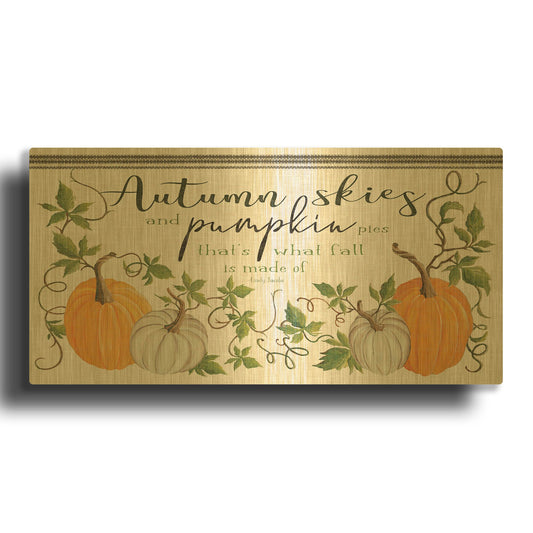 'Autumn Skies and Pumpkin Pies' By Cindy Jacobs Gold Metal Wall Art