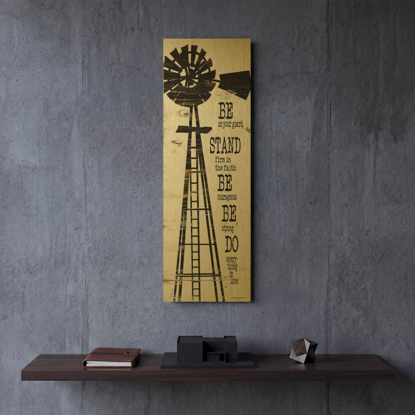'Windmill Be On Your Guard' By Cindy Jacobs Gold Metal Wall Art