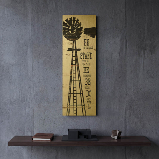 'Windmill Be On Your Guard' By Cindy Jacobs Gold Metal Wall Art