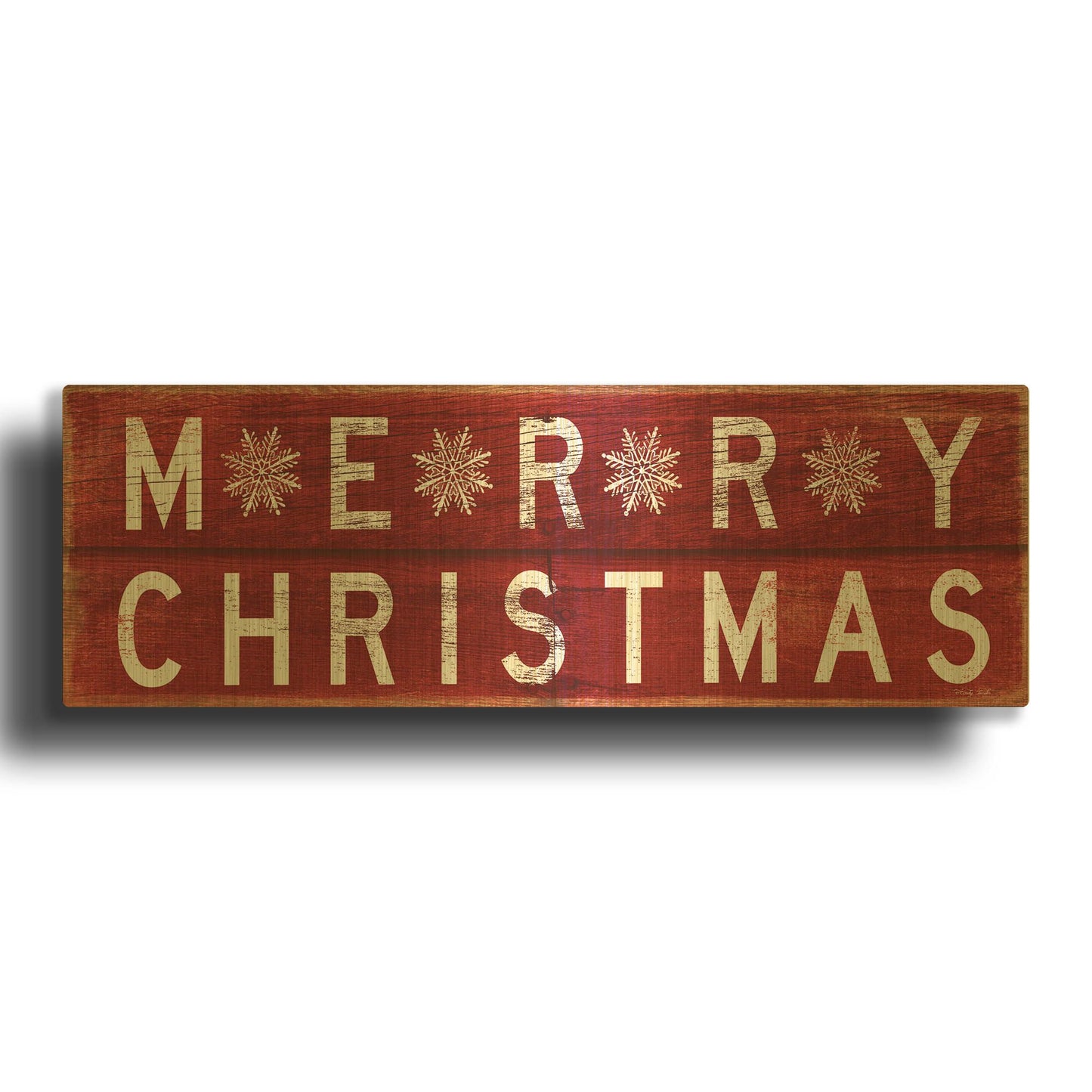 'Merry Christmas Sign 2' By Cindy Jacobs Gold Metal Wall Art
