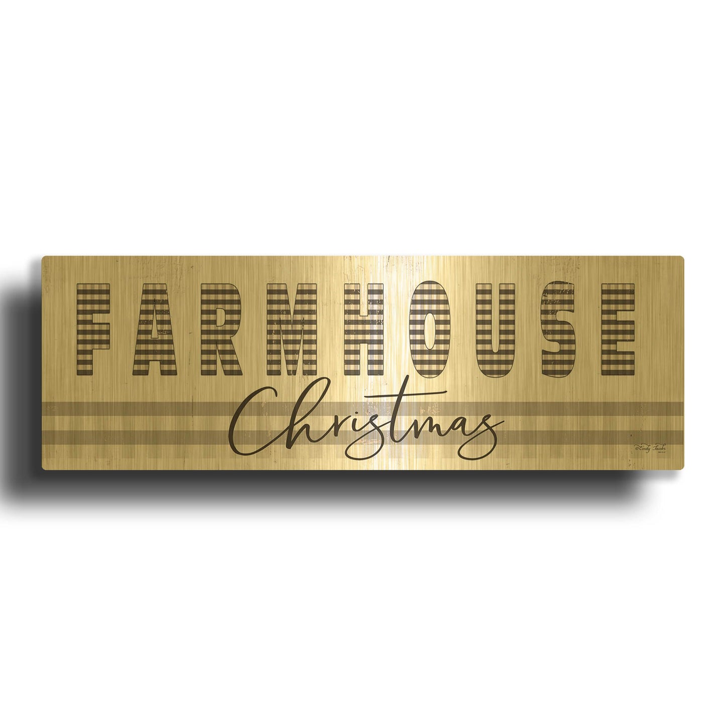'Farmhouse Christmas' By Cindy Jacobs Gold Metal Wall Art