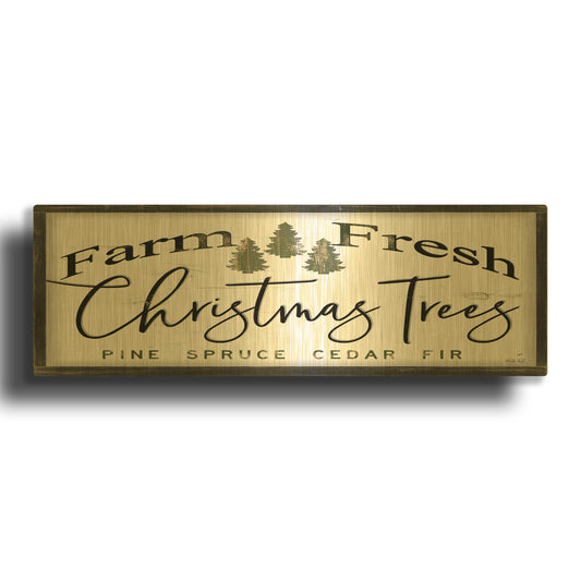 'Farm Fresh Christmas Trees III' By Cindy Jacobs Gold Metal Wall Art