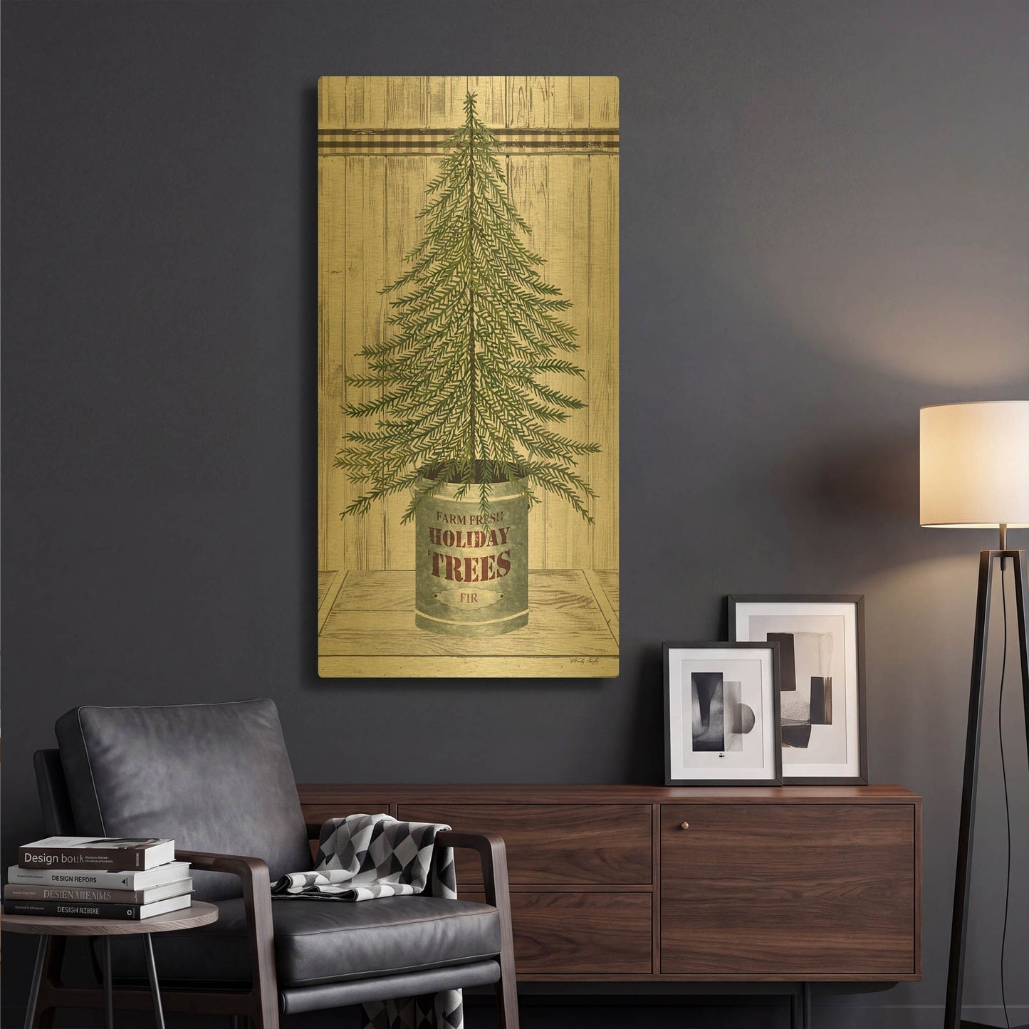 'Galvanized Pot Fir' By Cindy Jacobs Gold Metal Wall Art