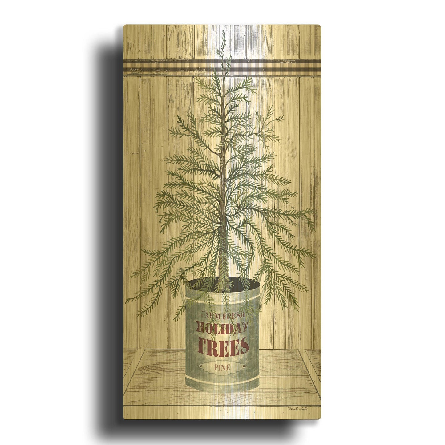 'Galvanized Pot Pine' By Cindy Jacobs Gold Metal Wall Art