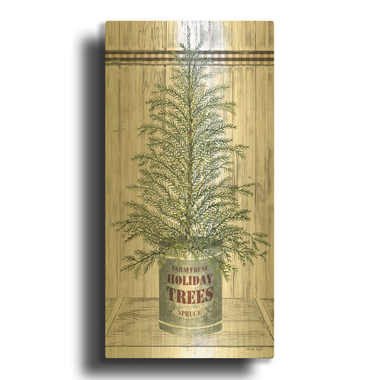 'Galvanized Pot Spruce' By Cindy Jacobs Gold Metal Wall Art