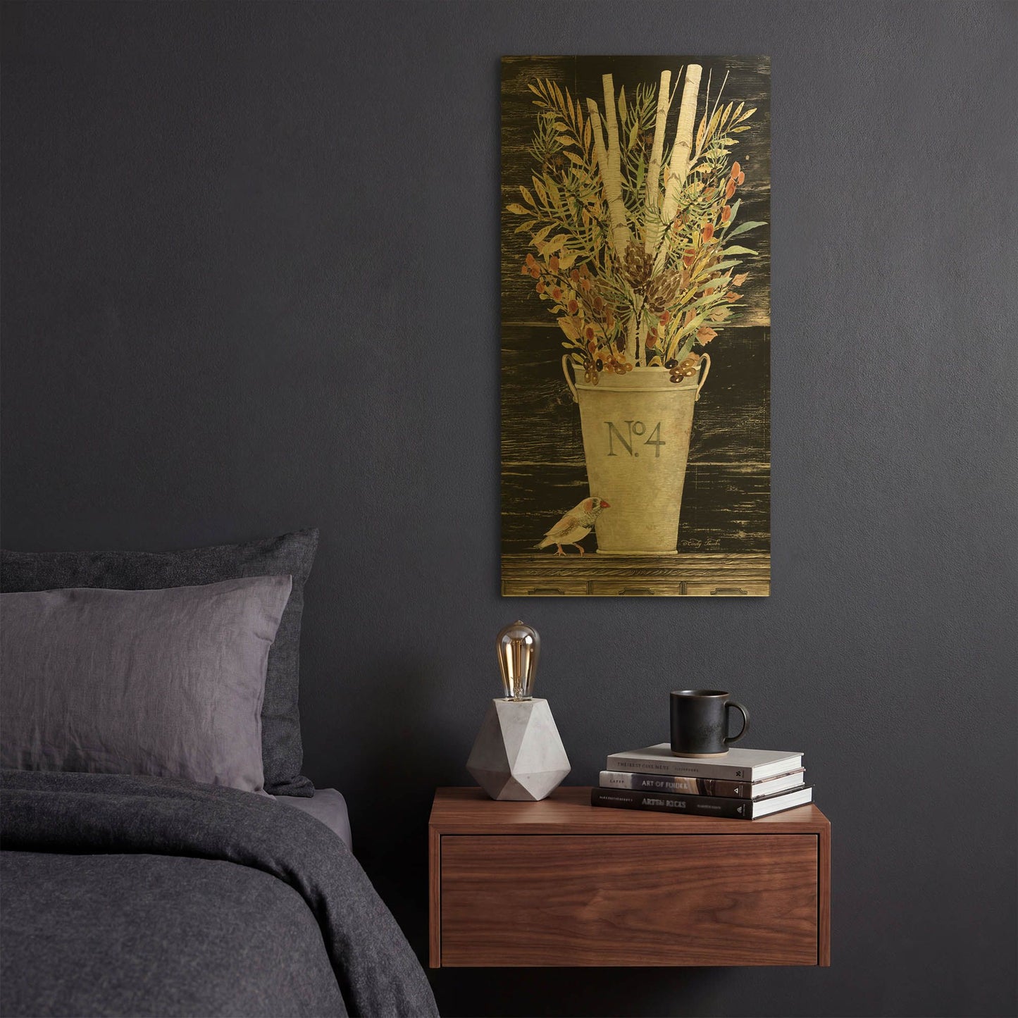 'Fall No. 4 Bouquet' By Cindy Jacobs Gold Metal Wall Art