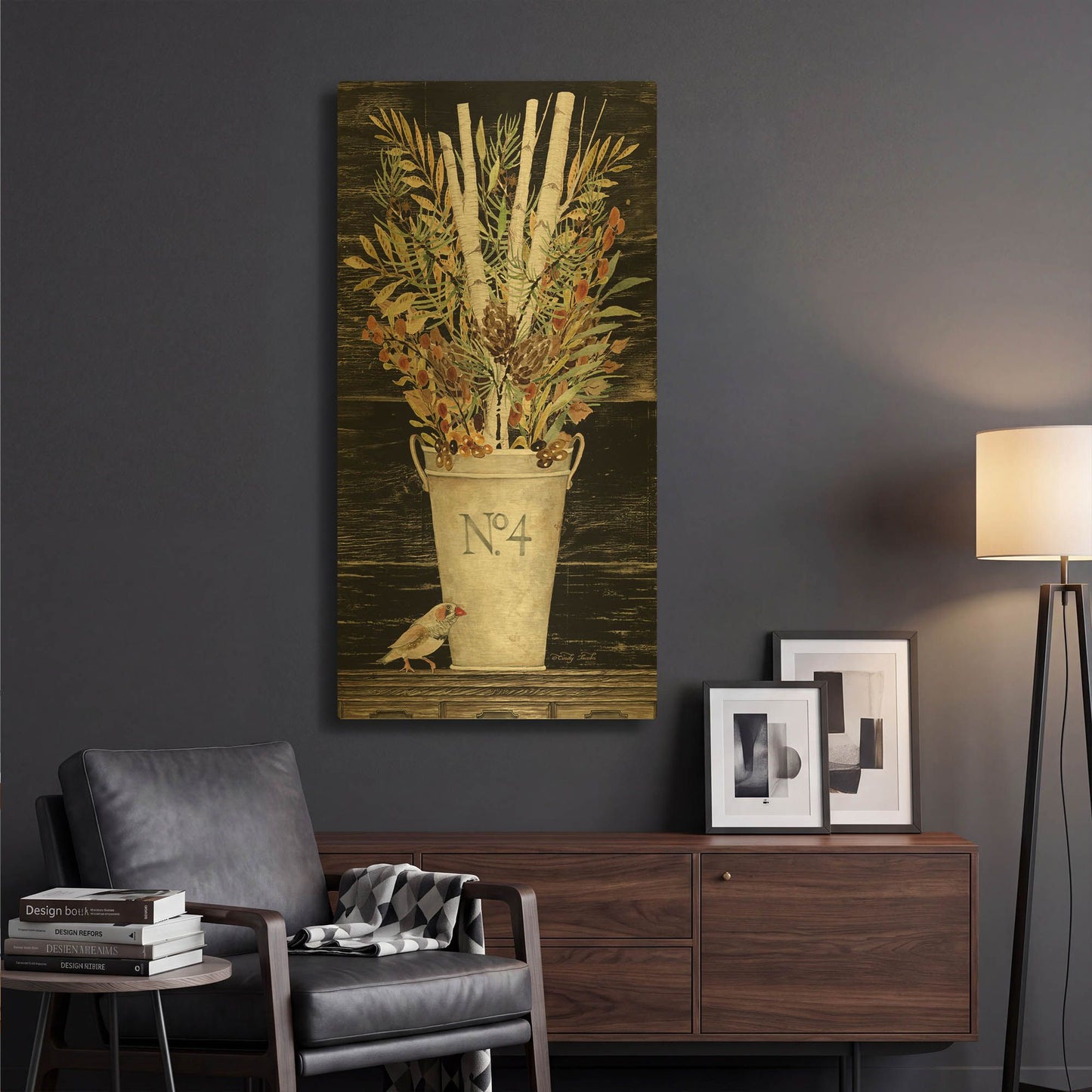 'Fall No. 4 Bouquet' By Cindy Jacobs Gold Metal Wall Art