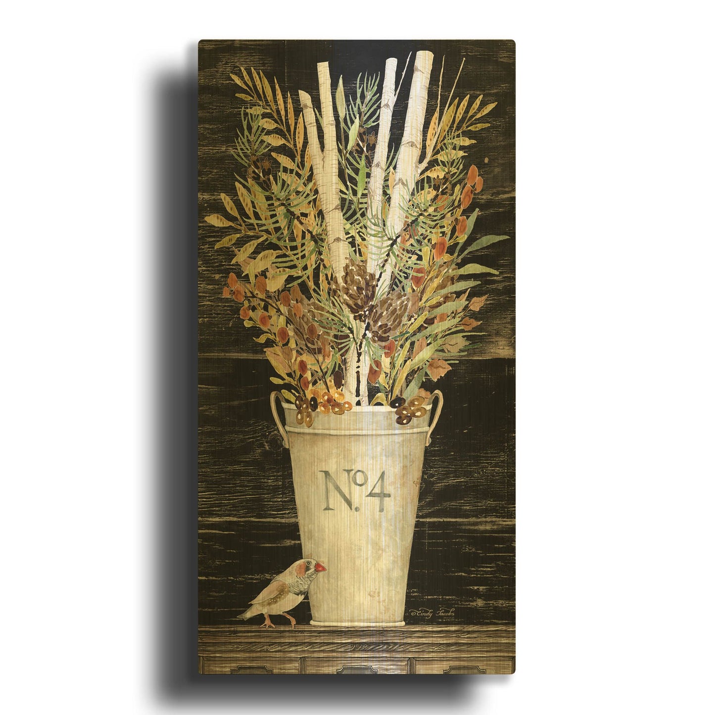 'Fall No. 4 Bouquet' By Cindy Jacobs Gold Metal Wall Art