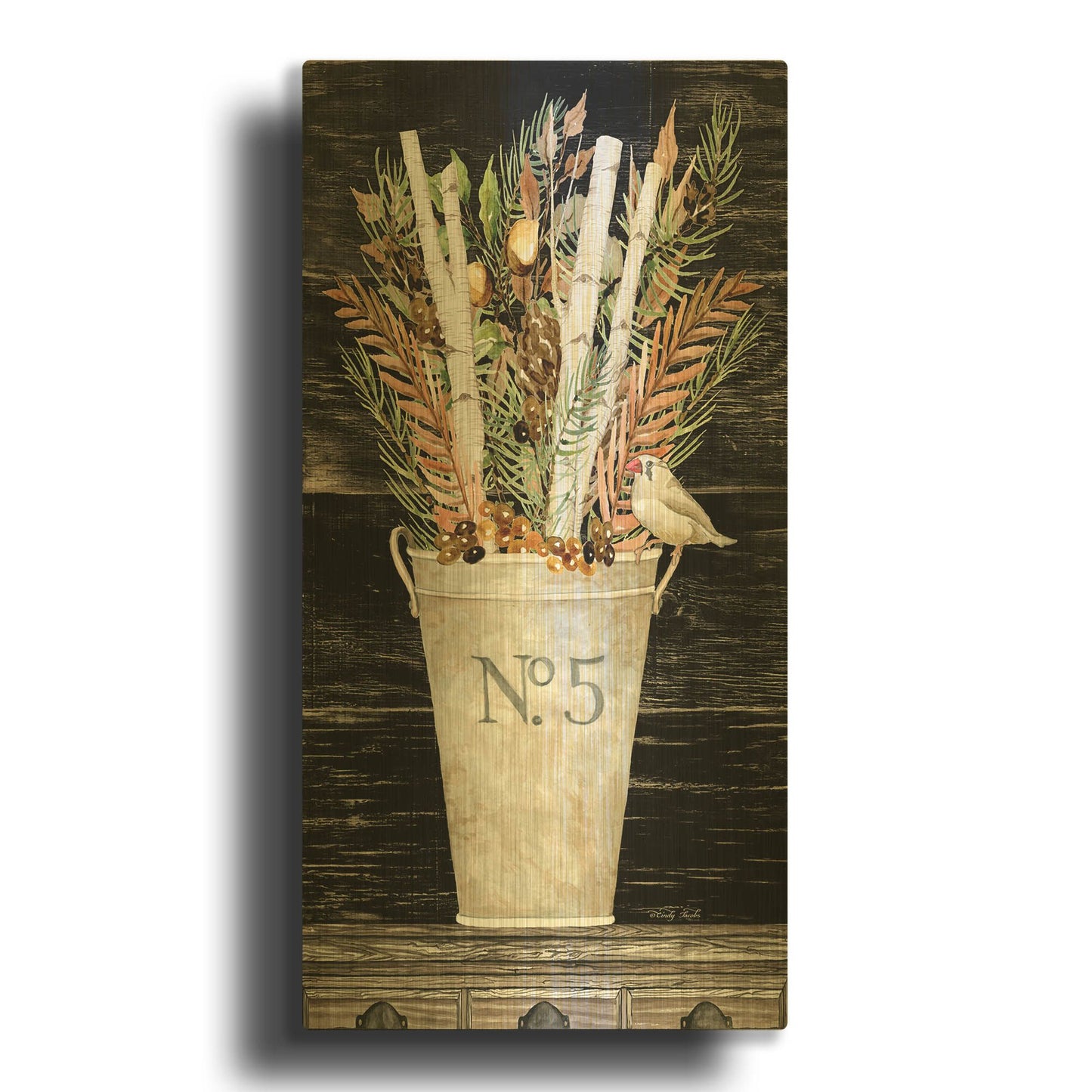 'Fall No. 5 Bouquet' By Cindy Jacobs Gold Metal Wall Art