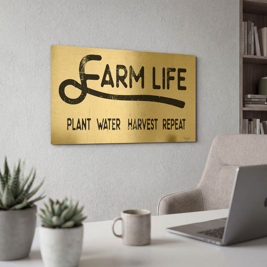 'Farm Life' By Cindy Jacobs Gold Metal Wall Art