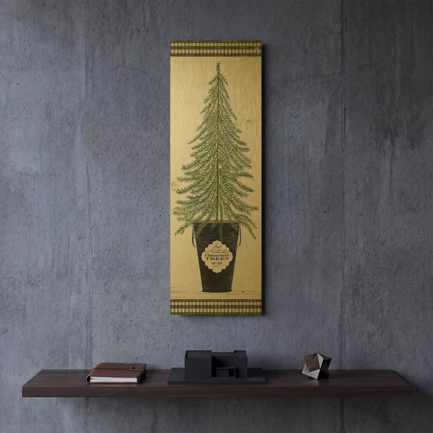 'Fir Tree' By Cindy Jacobs Gold Metal Wall Art