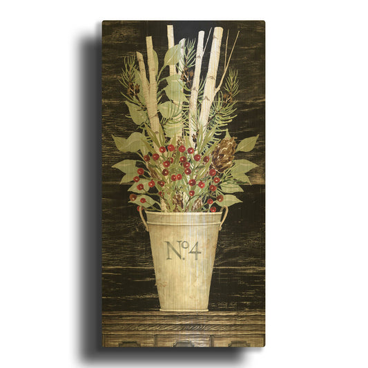 'No. 4 Christmas' By Cindy Jacobs Gold Metal Wall Art