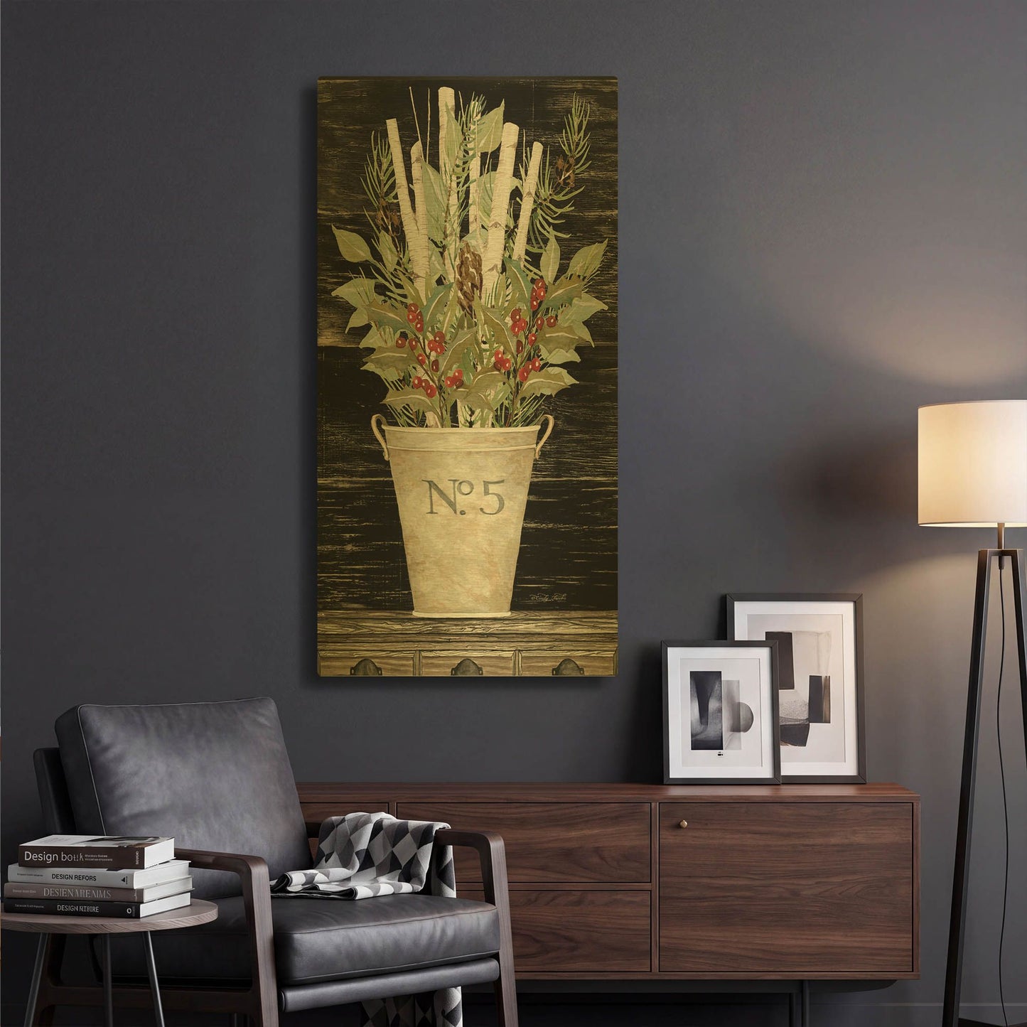 'No. 5 Christmas' By Cindy Jacobs Gold Metal Wall Art