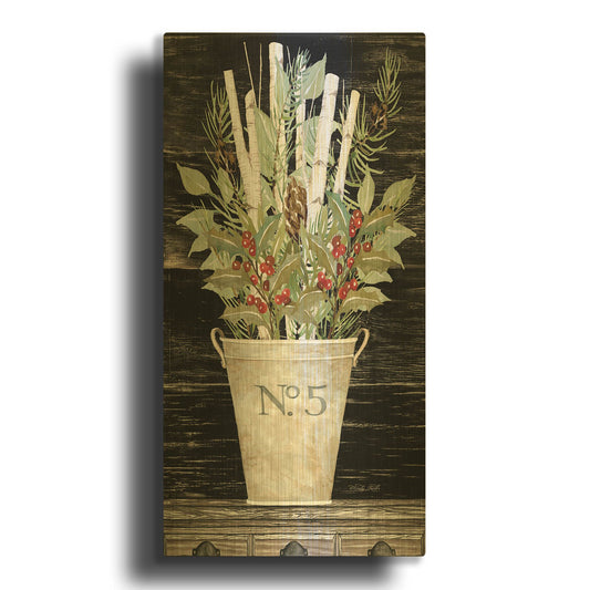 'No. 5 Christmas' By Cindy Jacobs Gold Metal Wall Art