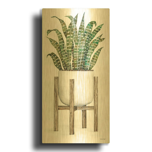 'White Pots on Stands III' By Cindy Jacobs Gold Metal Wall Art
