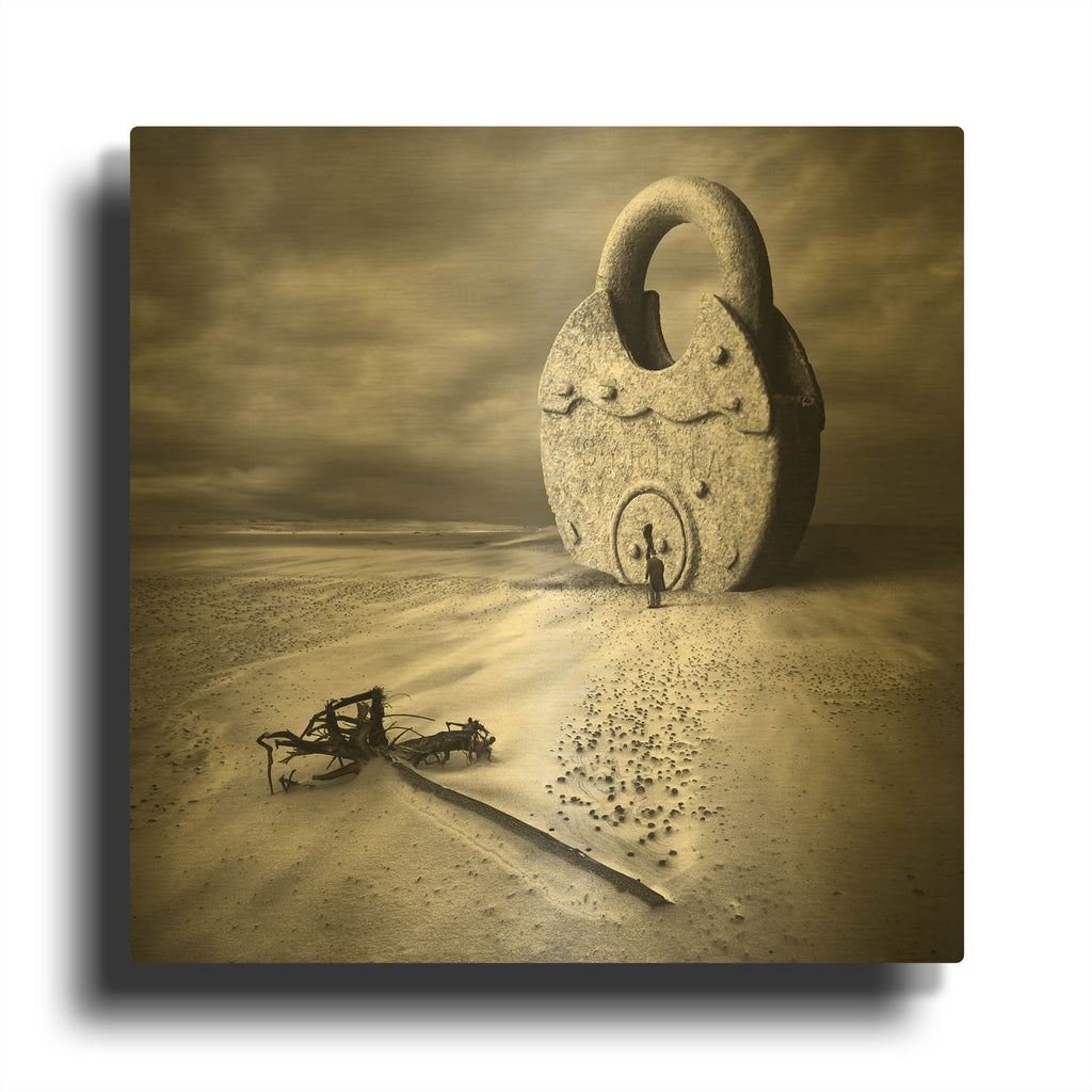 'Keyman' By Dariusz Klimczak Gold Metal Wall Art