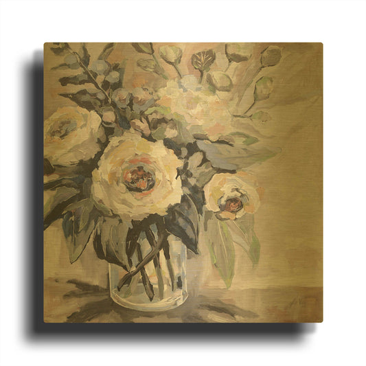 'Delighted Greige' By Jeanette Vertentes Gold Metal Wall Art