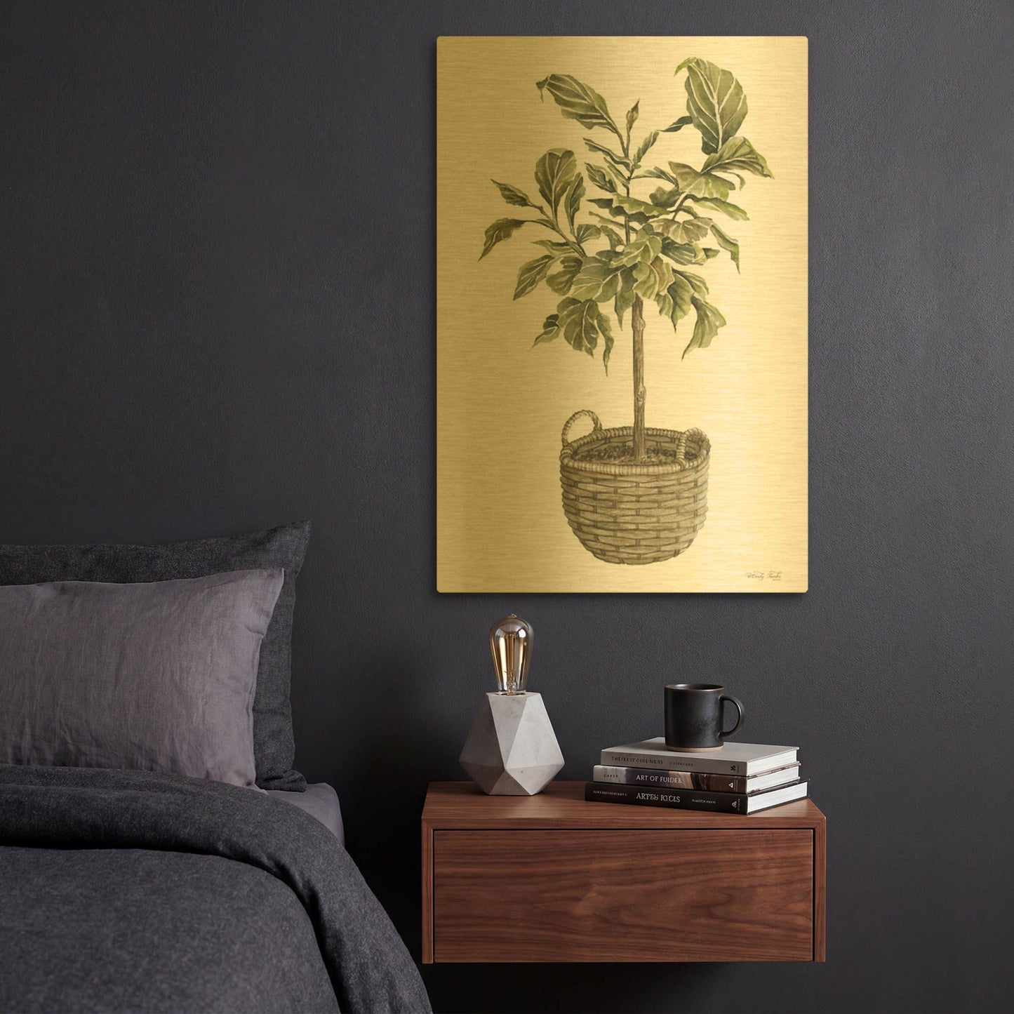 'Fig Tree I' By Cindy Jacobs Gold Metal Wall Art