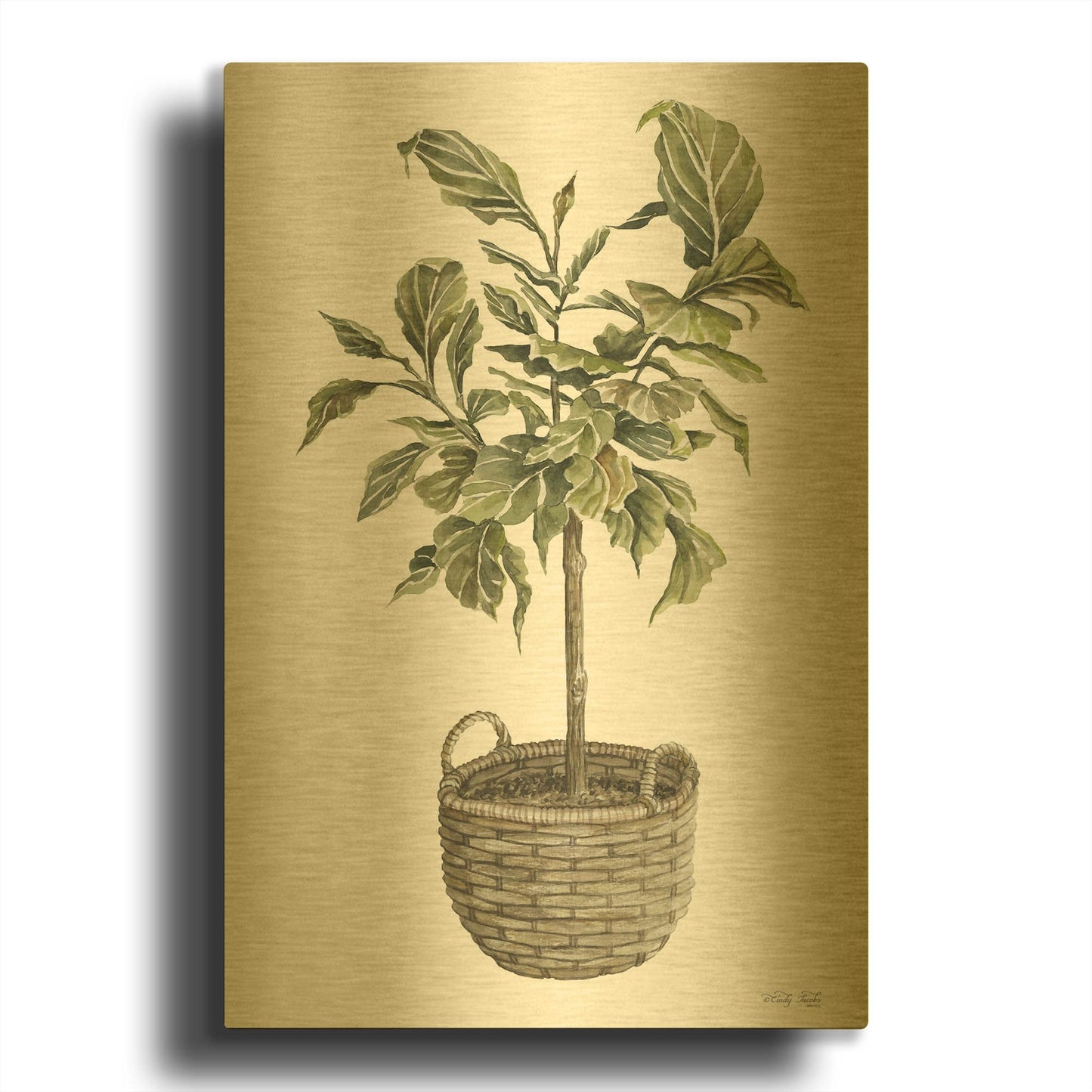 'Fig Tree I' By Cindy Jacobs Gold Metal Wall Art