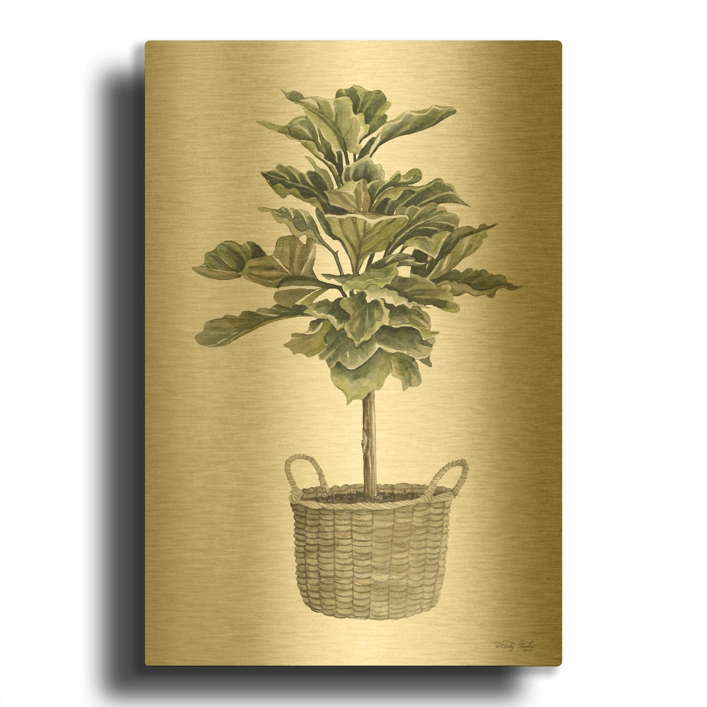 'Fig Tree II' By Cindy Jacobs Gold Metal Wall Art