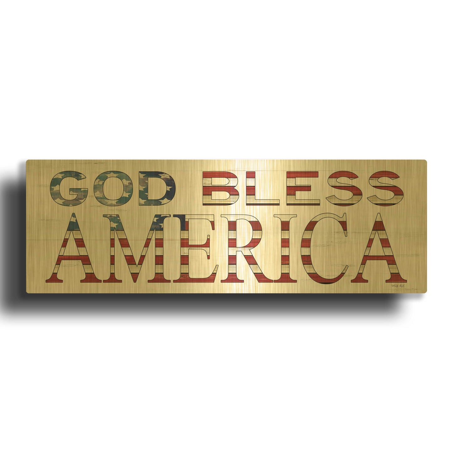 'God Bless America II' By Cindy Jacobs Gold Metal Wall Art