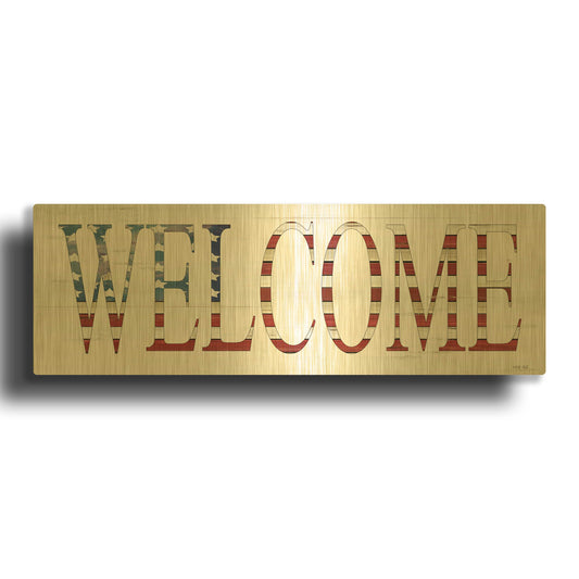 'Patriotic Welcome' By Cindy Jacobs Gold Metal Wall Art