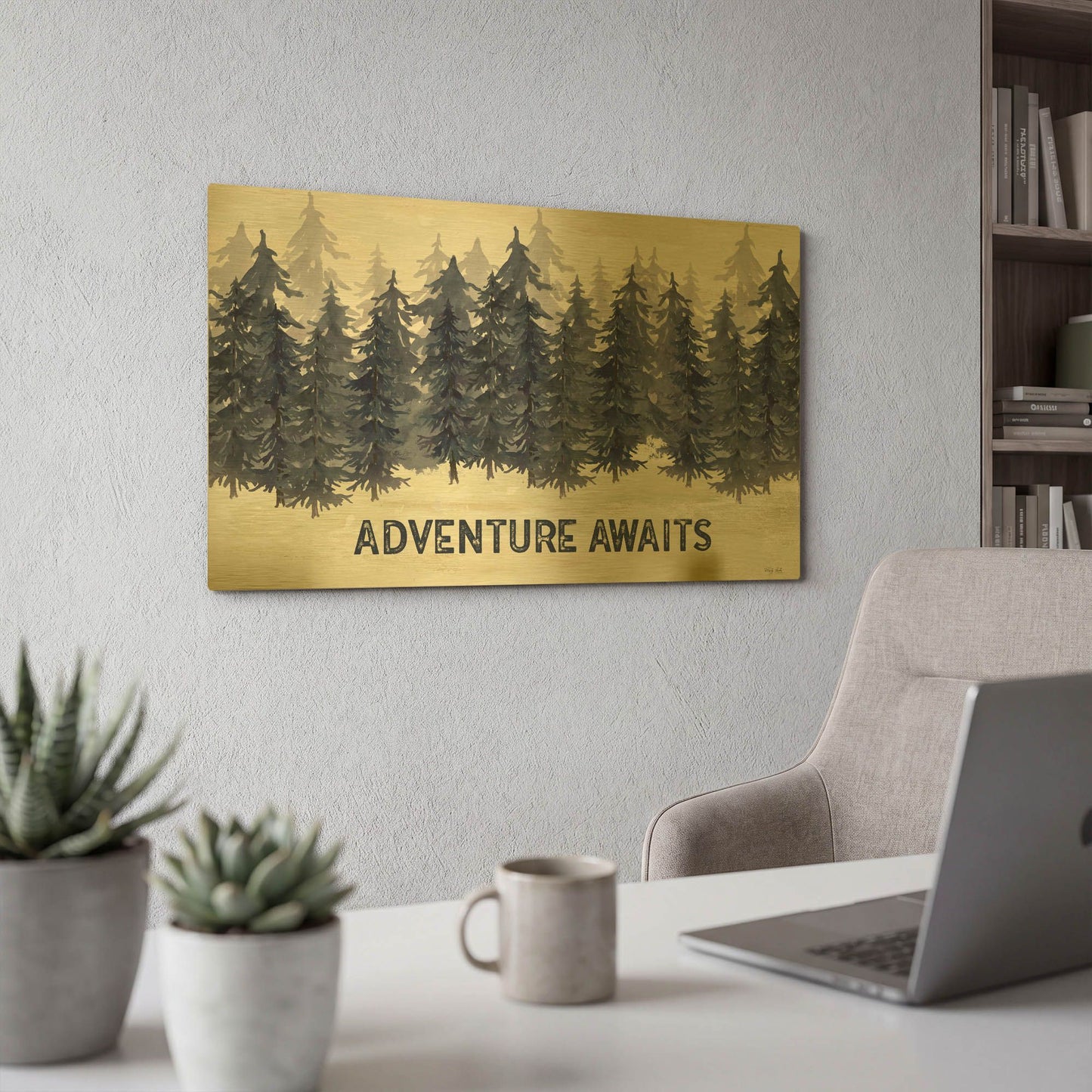 'Navy Trees Adventure' By Cindy Jacobs Gold Metal Wall Art