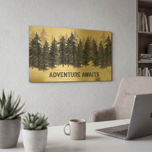 'Navy Trees Adventure' By Cindy Jacobs Gold Metal Wall Art