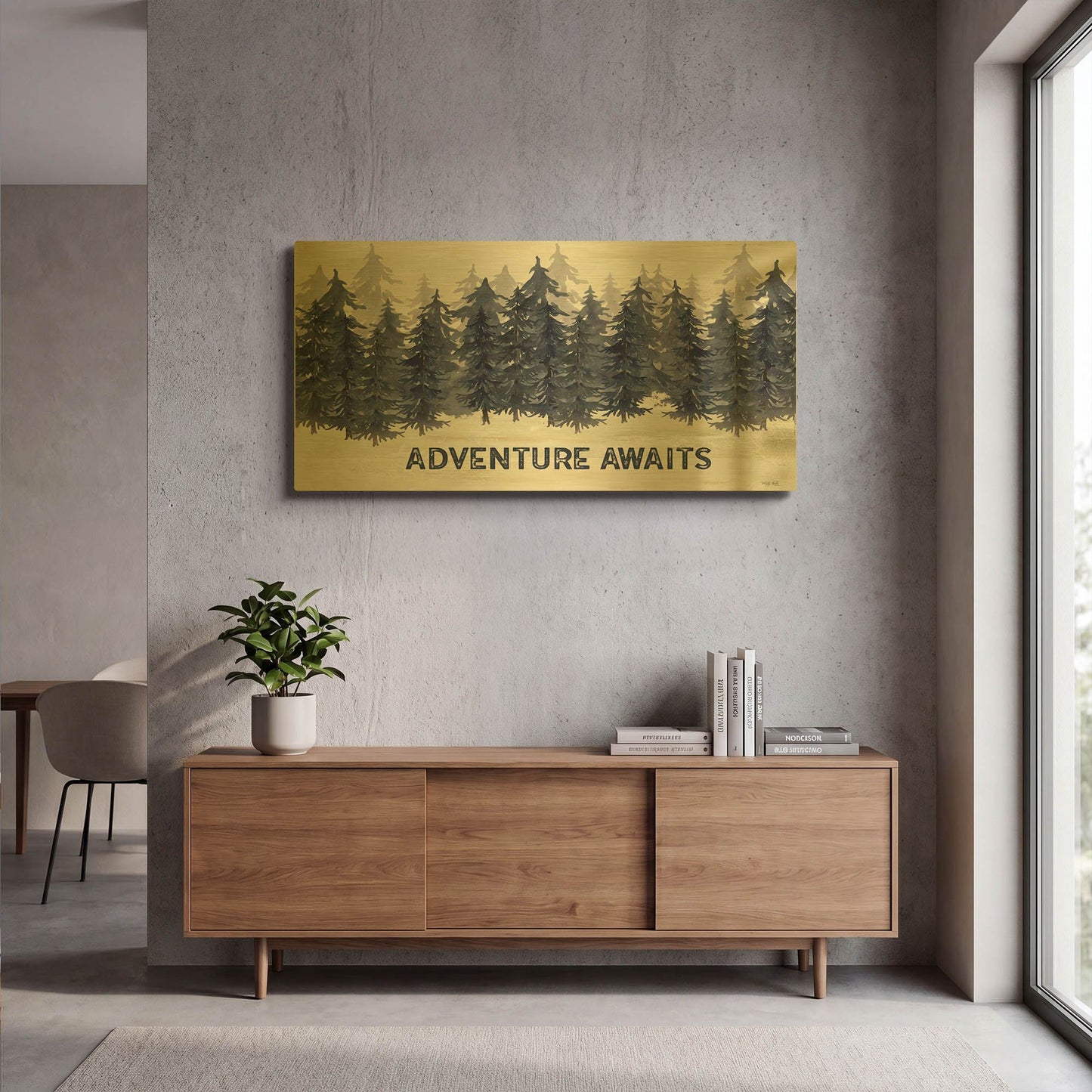 'Navy Trees Adventure' By Cindy Jacobs Gold Metal Wall Art