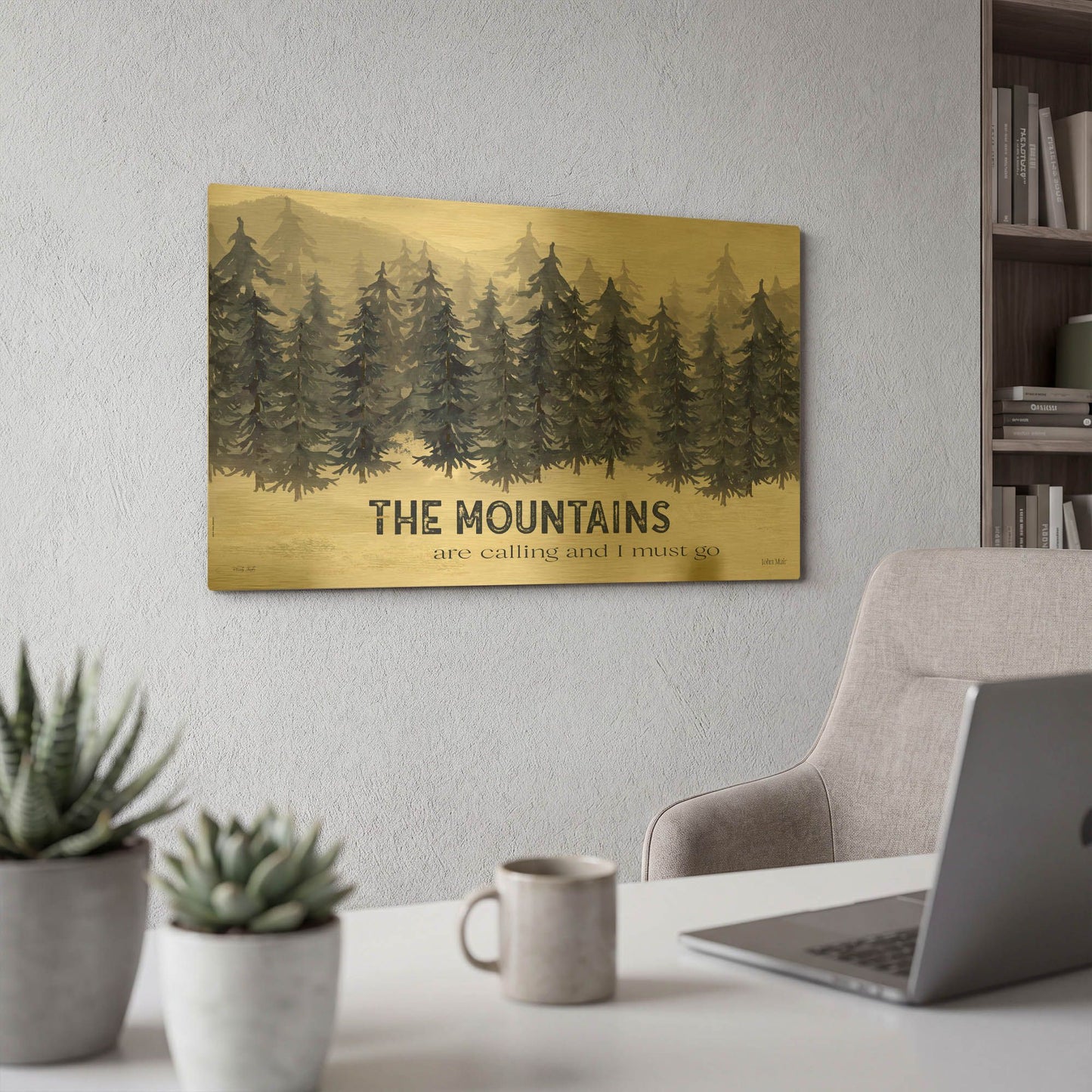 'Navy Trees The Mountains' By Cindy Jacobs Gold Metal Wall Art
