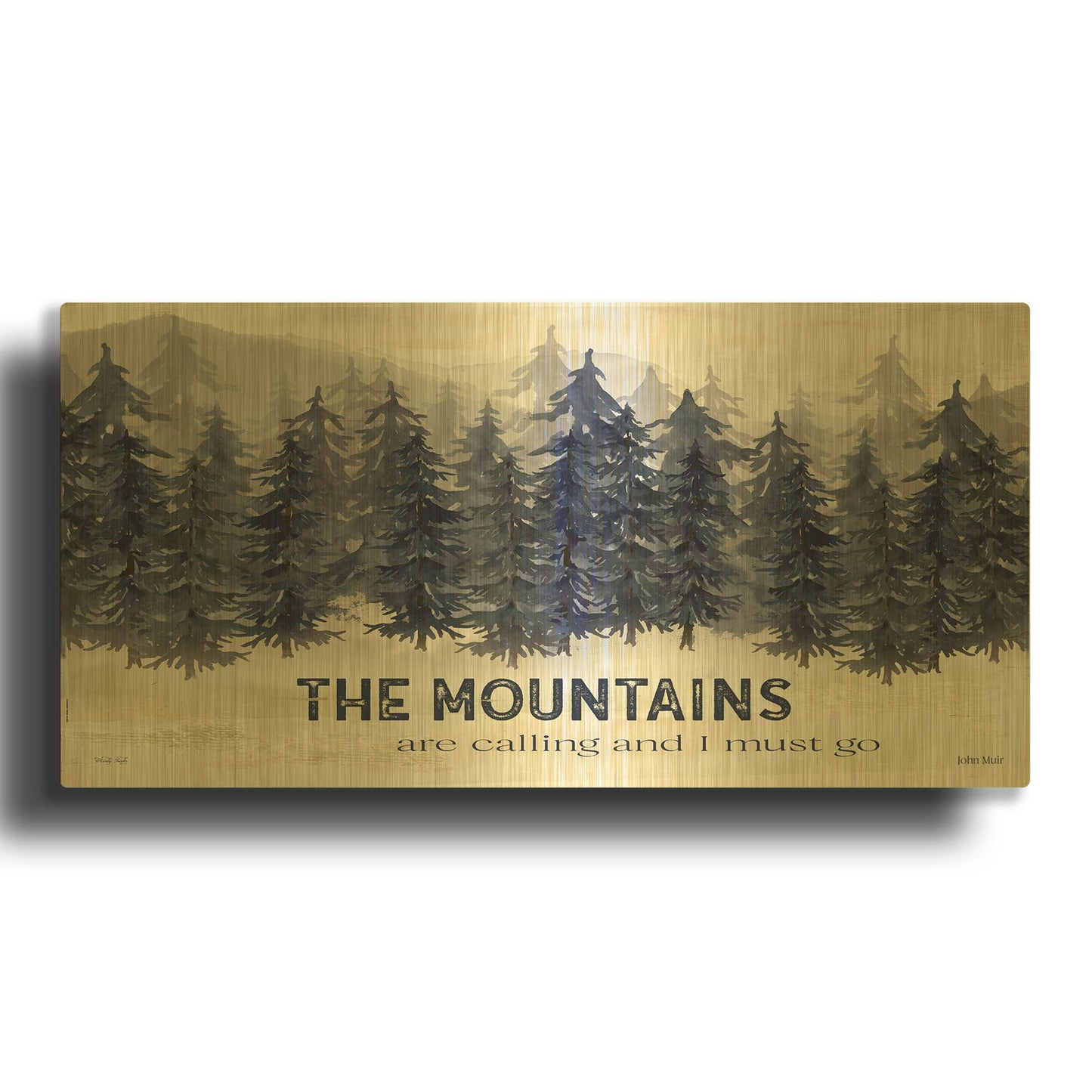 'Navy Trees The Mountains' By Cindy Jacobs Gold Metal Wall Art