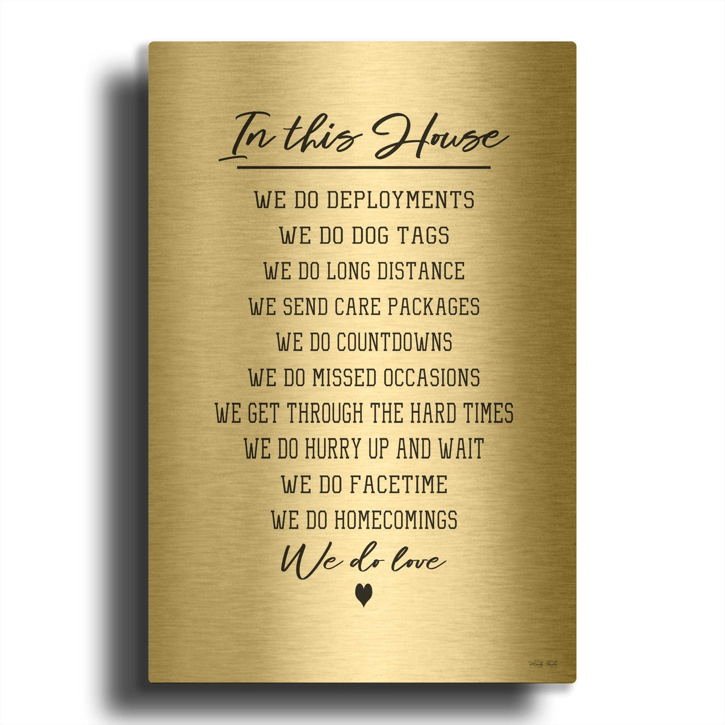 'In This House Military Family' By Cindy Jacobs Gold Metal Wall Art