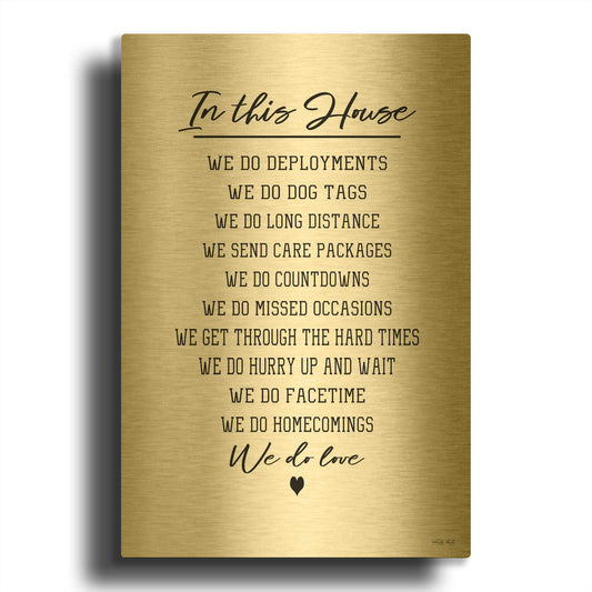 'In This House Military Family' By Cindy Jacobs Gold Metal Wall Art