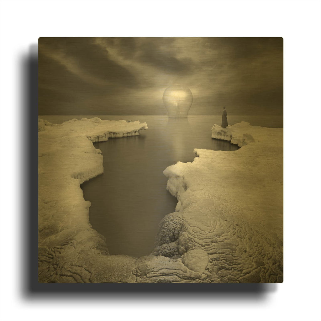 'Lighthouse' By Dariusz Klimczak Gold Metal Wall Art