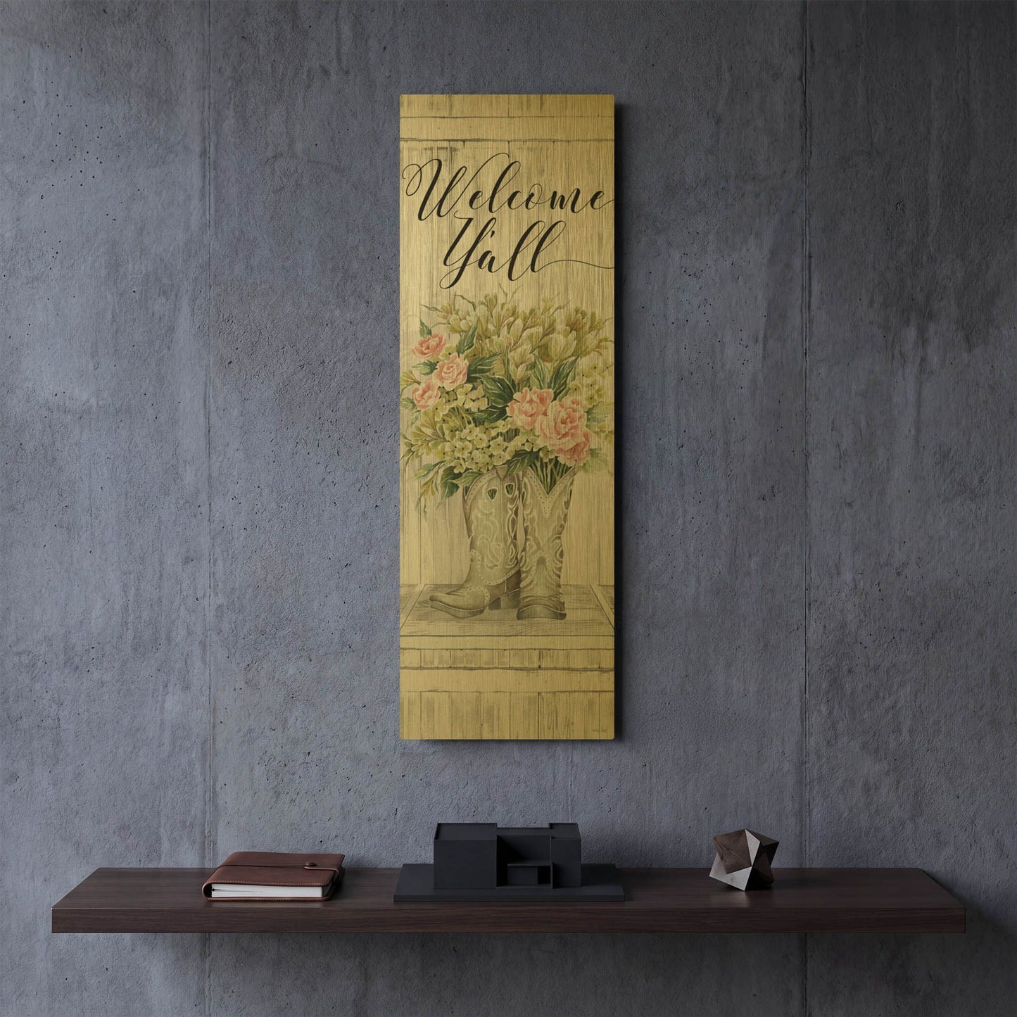 'Welcome Y' By Cindy Jacobs Gold Metal Wall Art
