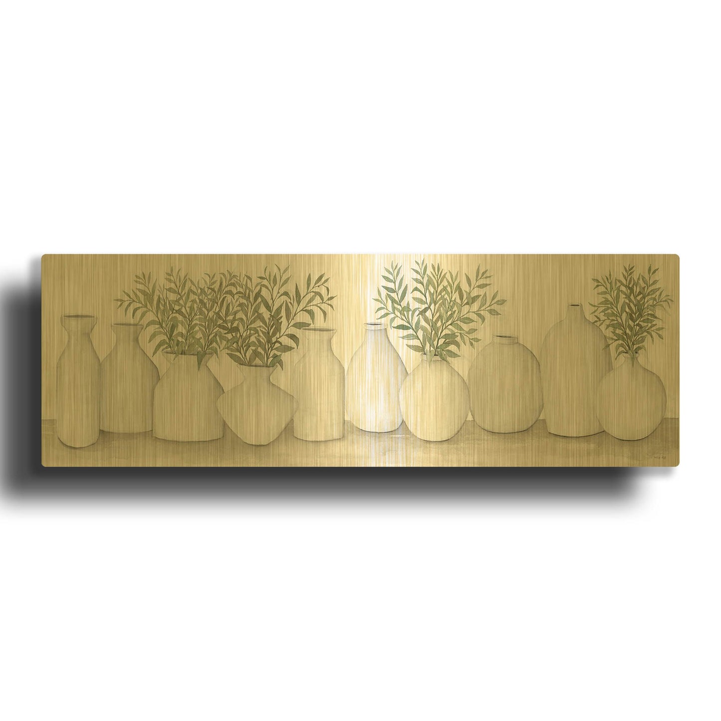 'White Vases Still Life' By Cindy Jacobs Gold Metal Wall Art