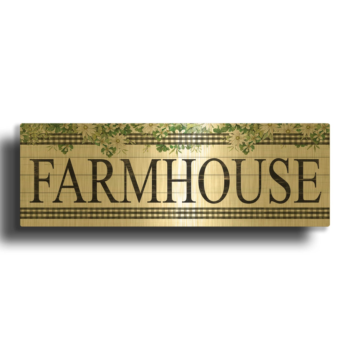 'Farmhouse Floral' By Cindy Jacobs Gold Metal Wall Art