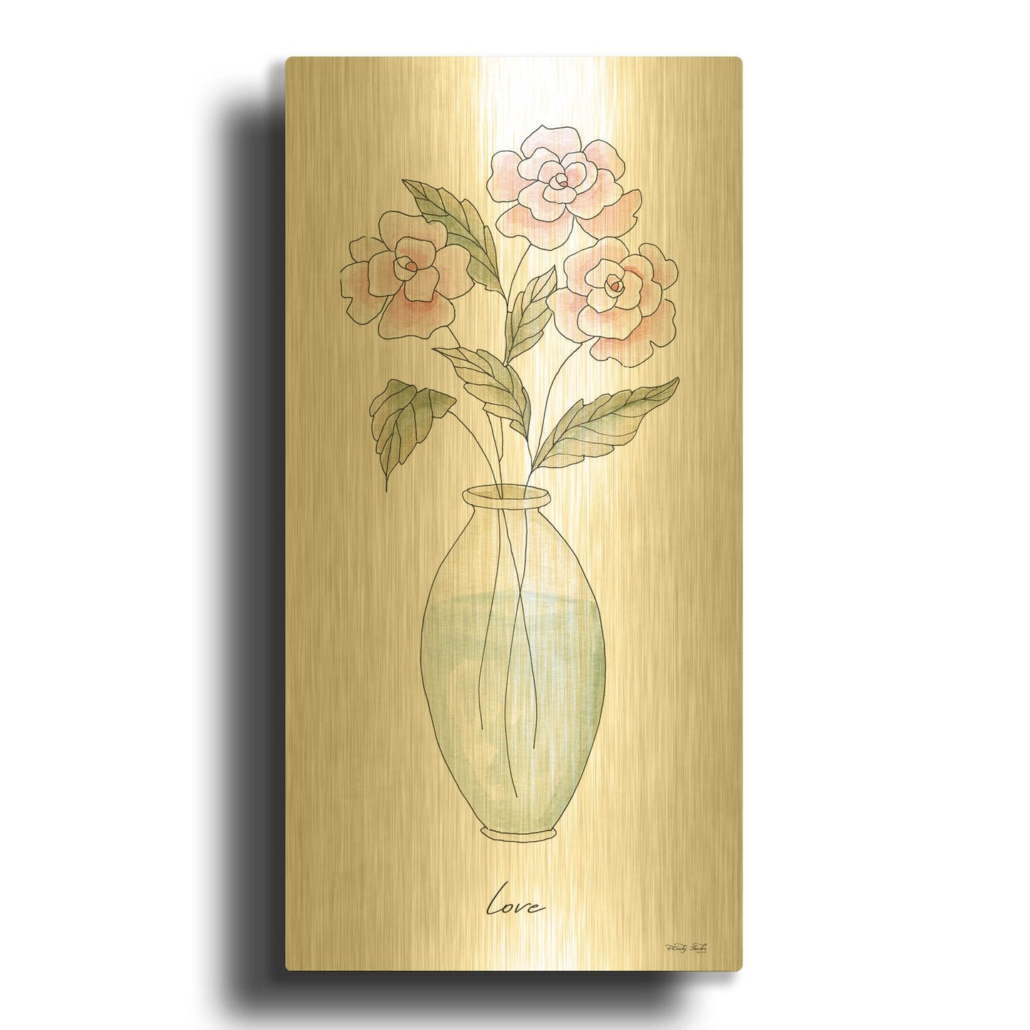 'Love' By Cindy Jacobs Gold Metal Wall Art