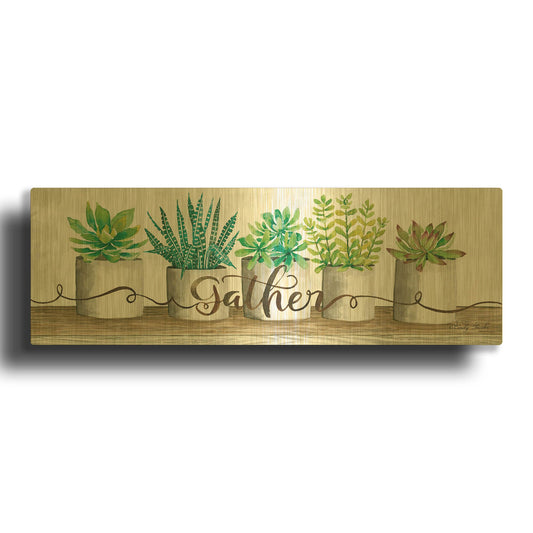 'Gather Succulent Pots' By Cindy Jacobs Gold Metal Wall Art