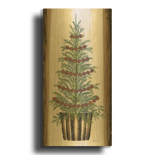 'Wood Land Spruce Tree' By Cindy Jacobs Gold Metal Wall Art