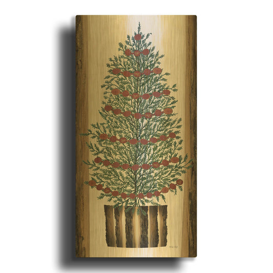 'Wood Land Cedar Tree' By Cindy Jacobs Gold Metal Wall Art