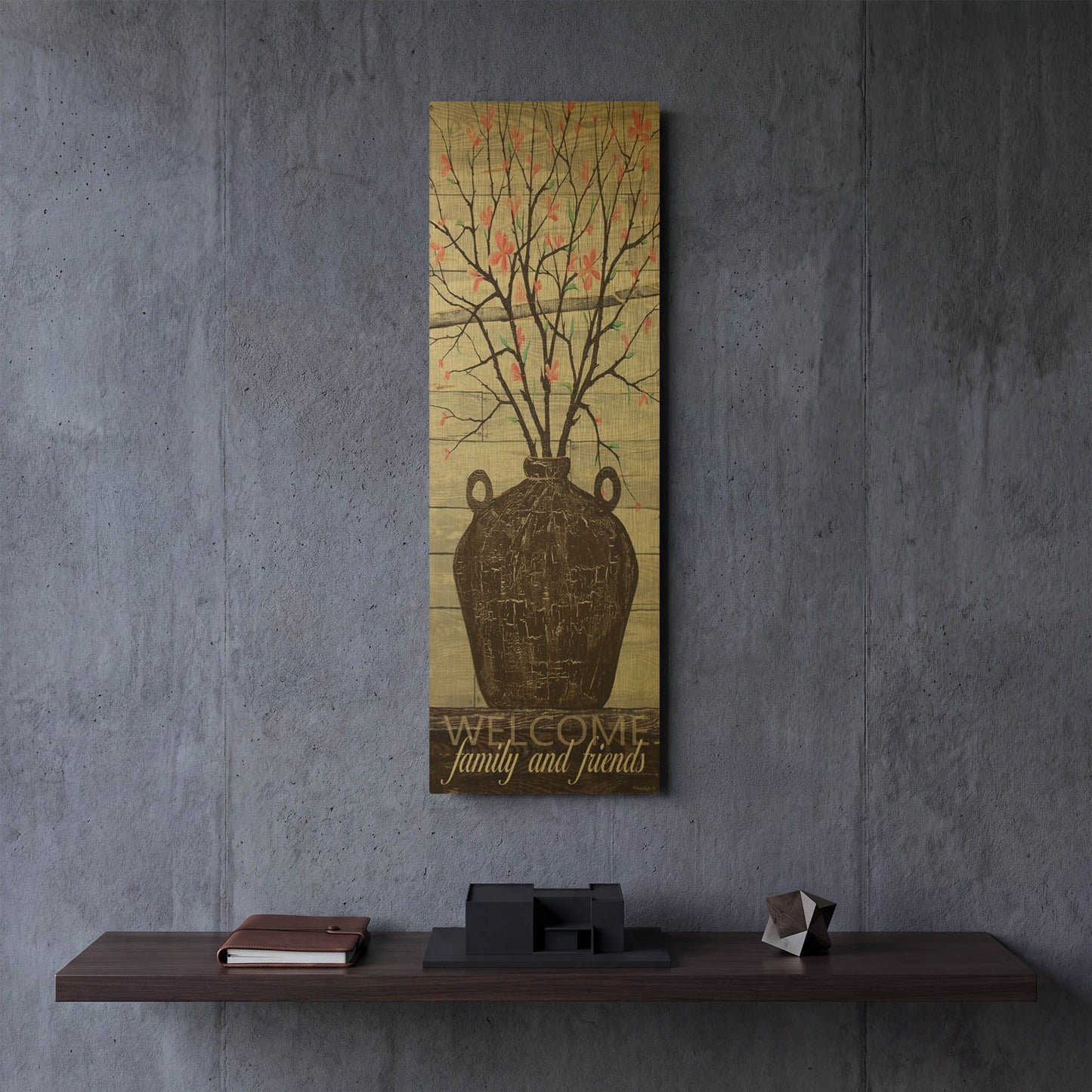 'Pink Blossoms Jug' By Cindy Jacobs Gold Metal Wall Art